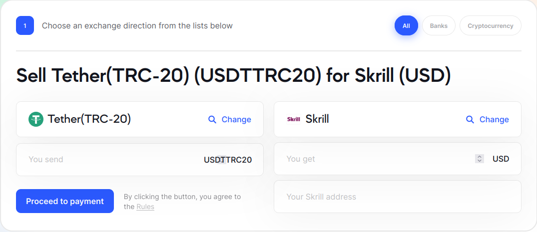 USDT to skrill