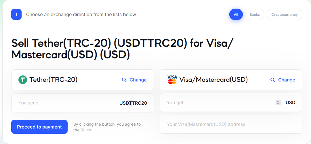 Usdt to card