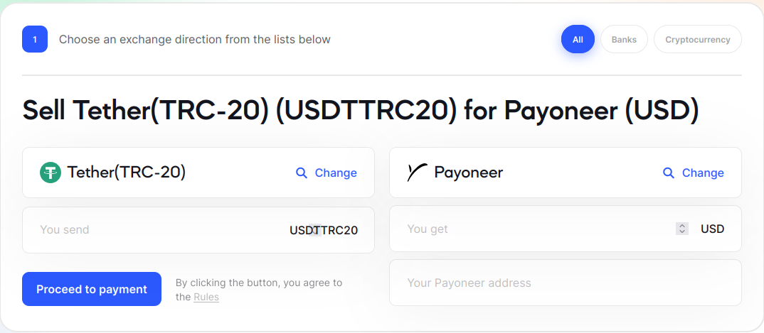 USDT to Payoneer