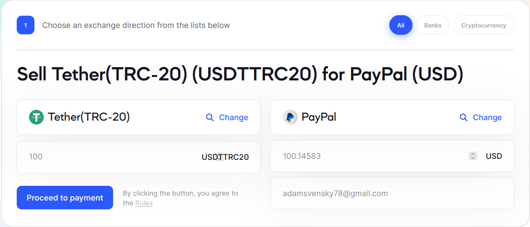 USDT to Paypal